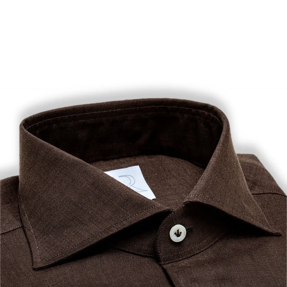 100% LINEN DARK BROWN SHIRT (W)