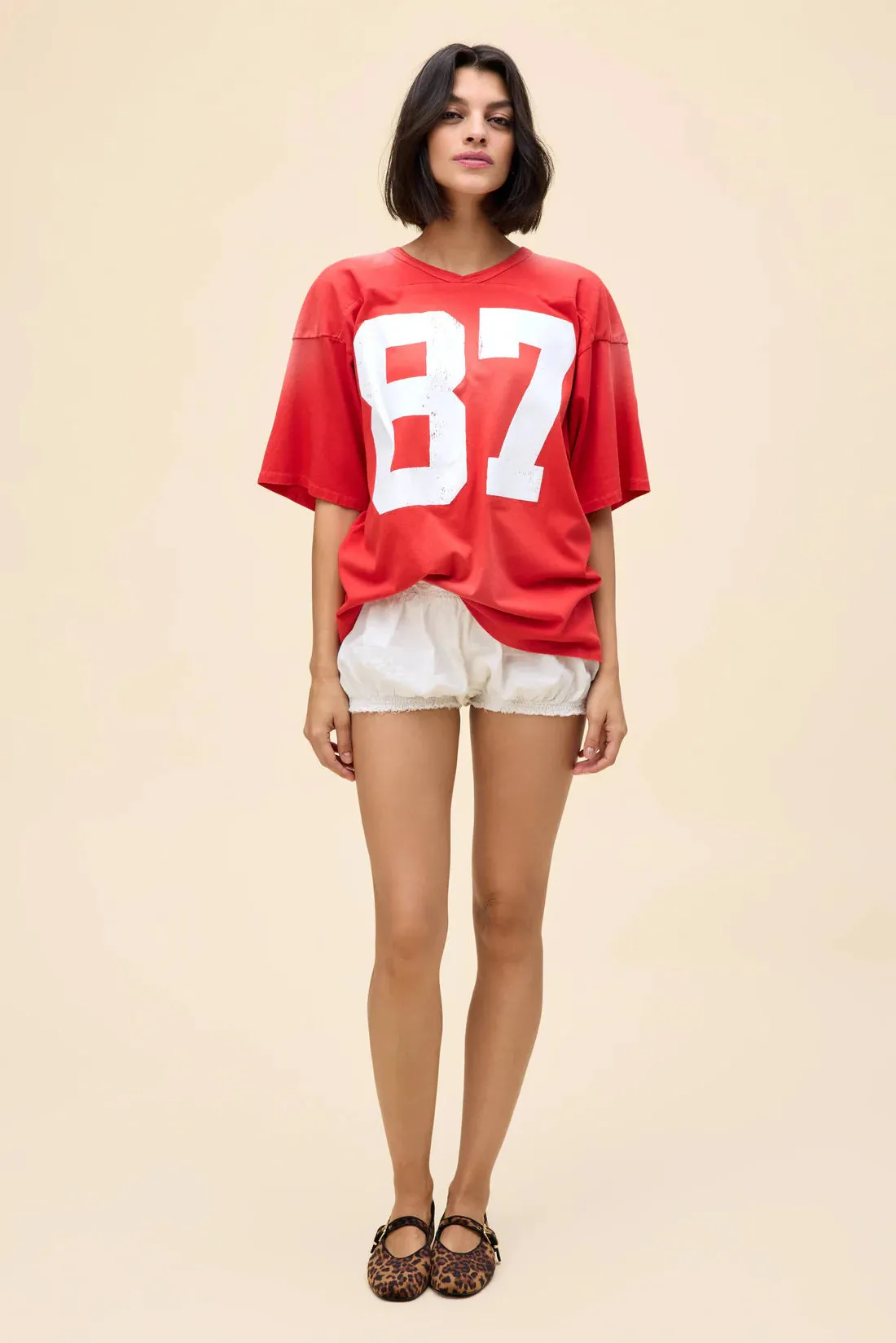 87 Oversized Jersey Sun Faded Red Tee