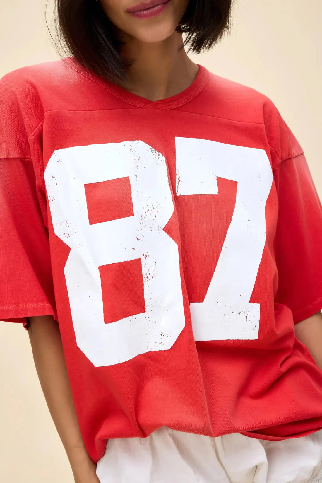 87 Oversized Jersey Sun Faded Red Tee