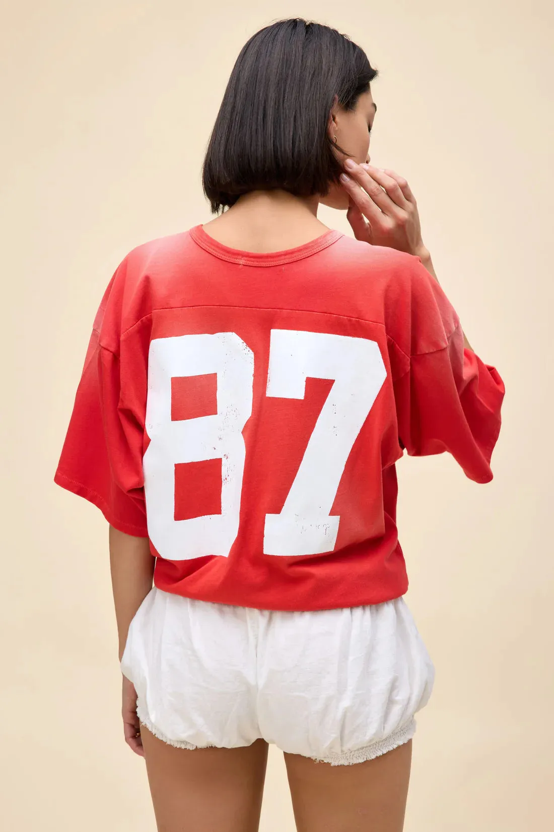 87 Oversized Jersey Sun Faded Red Tee