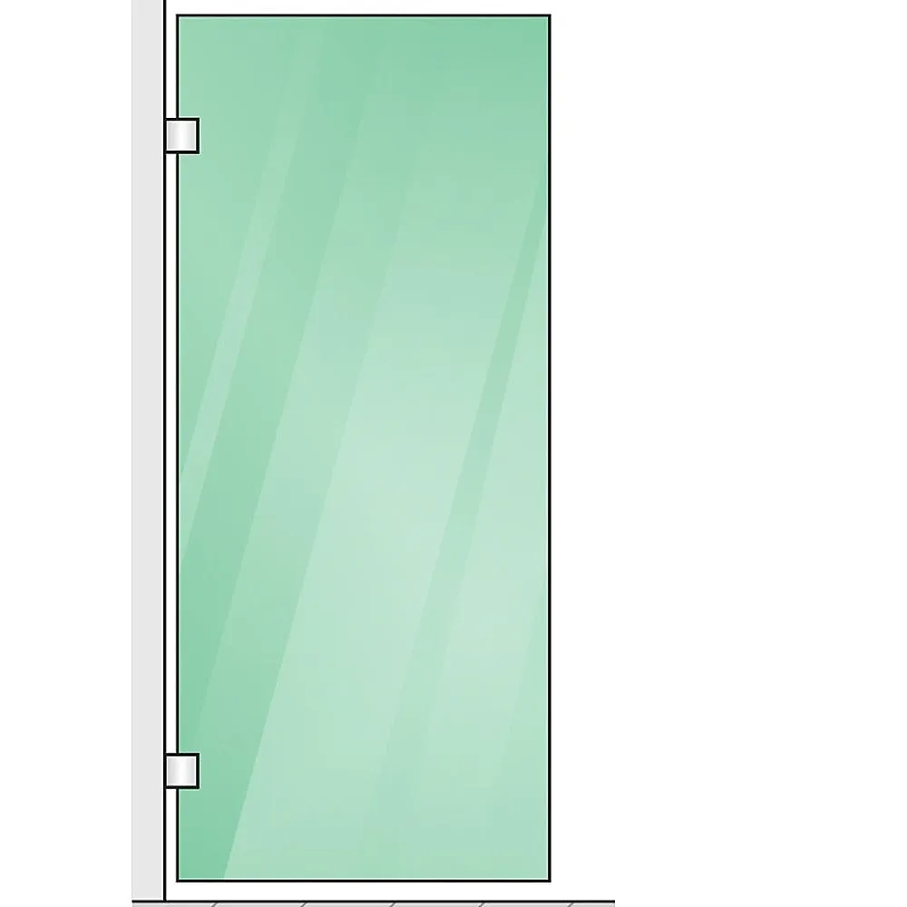 90x200cm Single Shower Glass Screen with Black Wall & Floor Channel