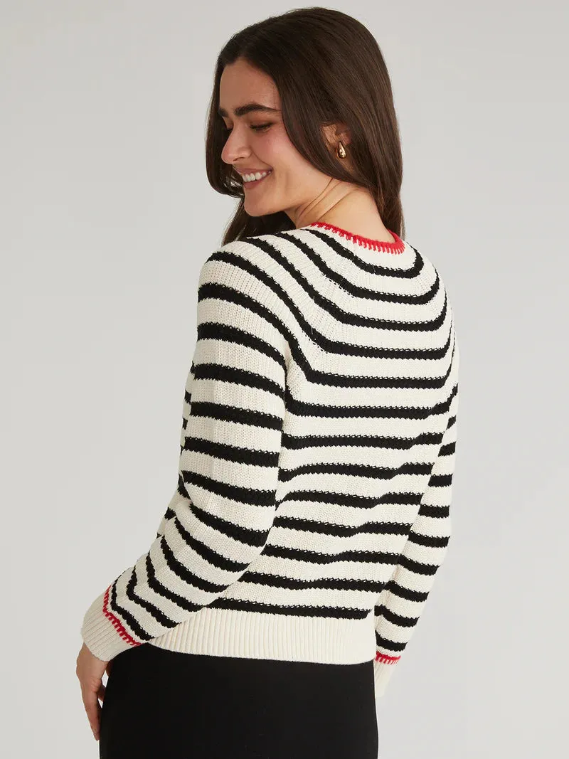 AME Marina Cotton Stripe Textured Pullover