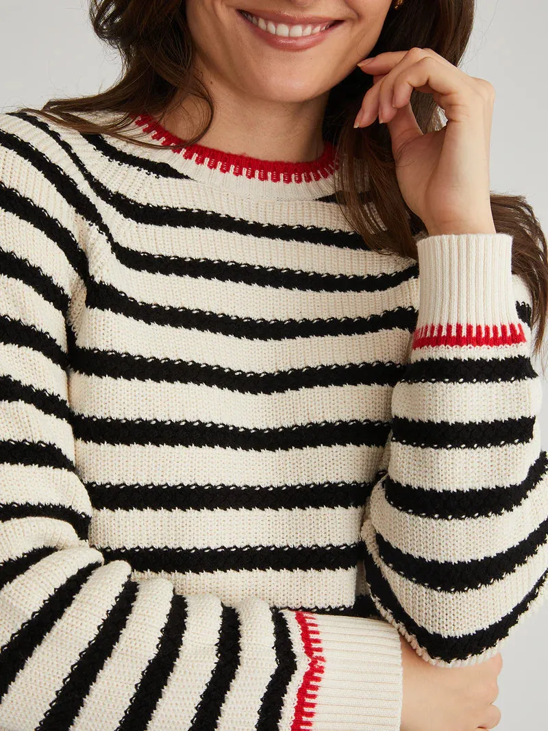 AME Marina Cotton Stripe Textured Pullover