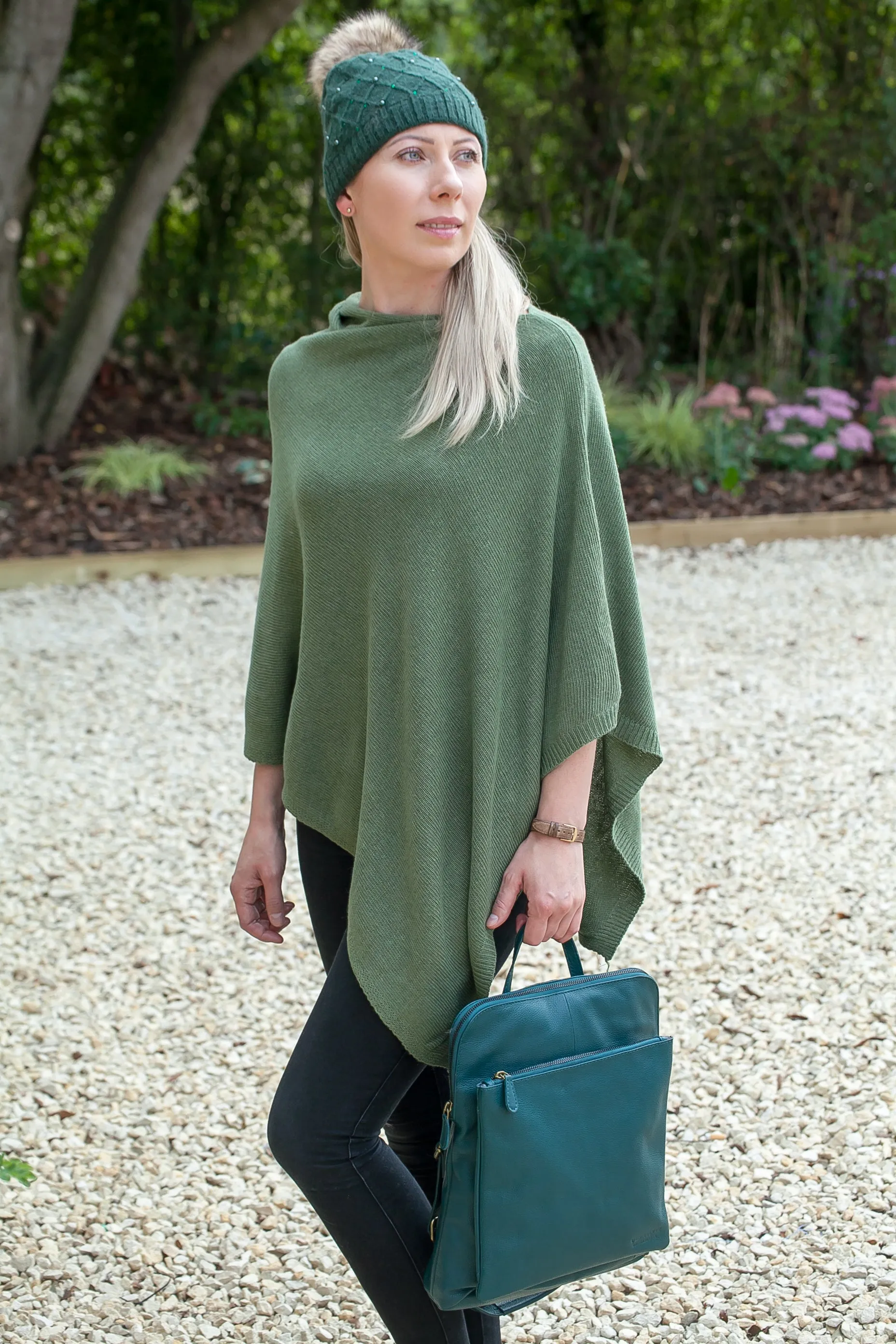 ANABELLE - Womens Cashmere Mix Poncho One Size