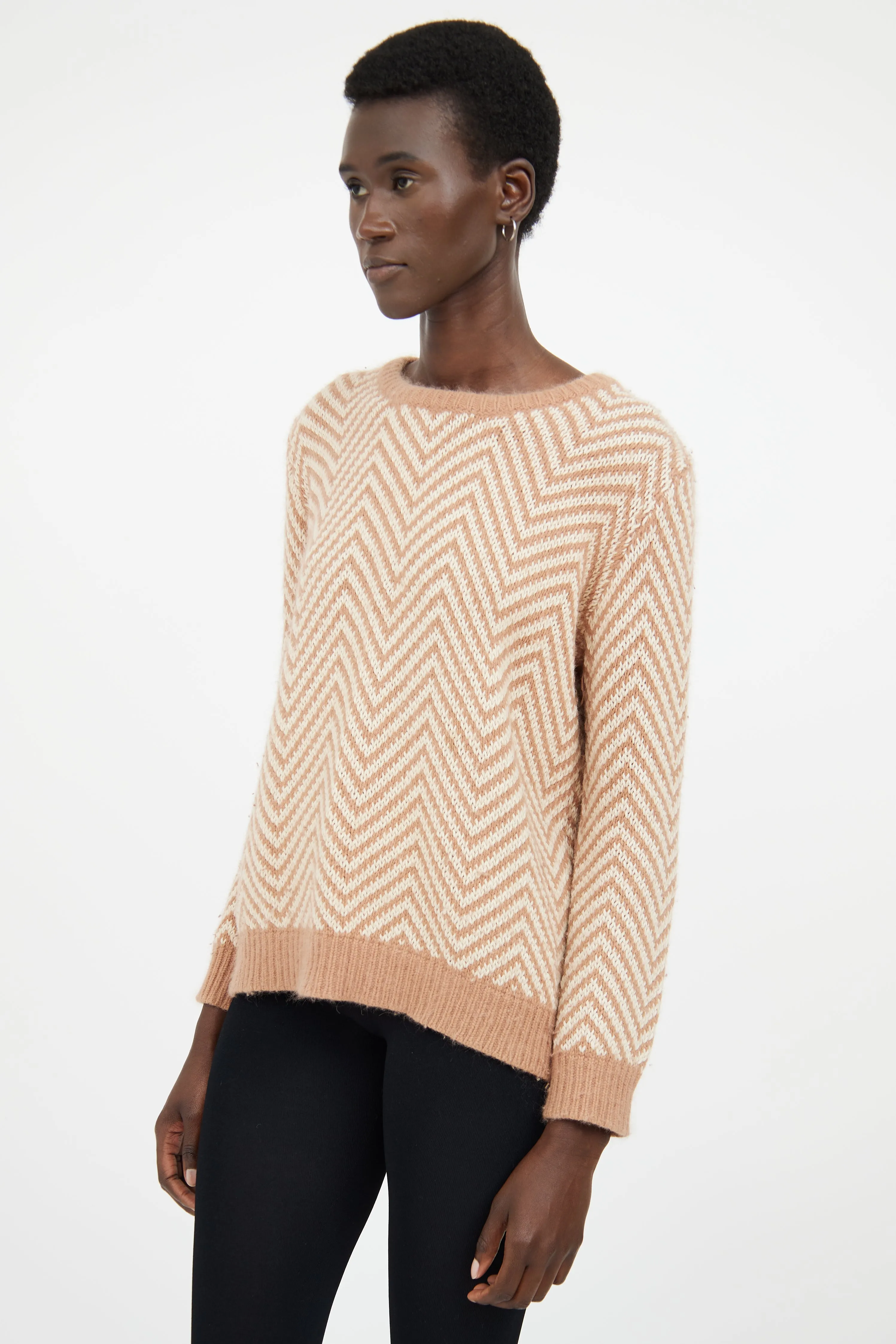 Beige & Cream Wool Blend Top