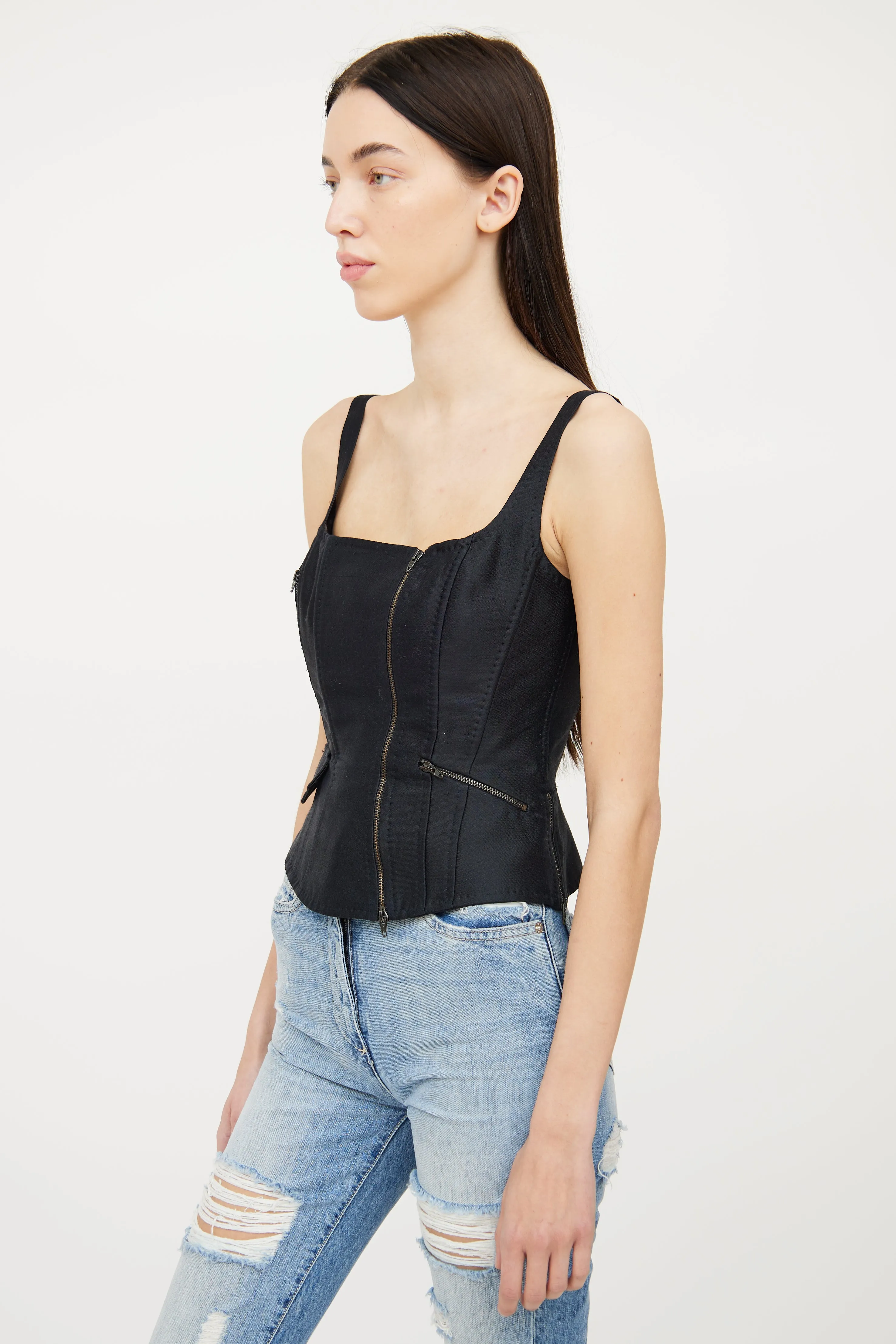 Black Zip Pocket Detail Corset