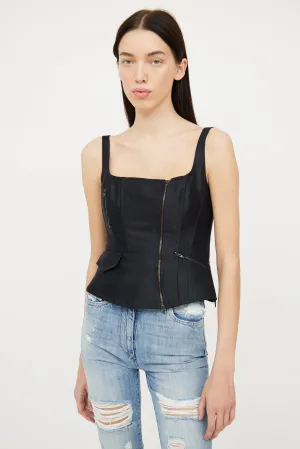 Black Zip Pocket Detail Corset