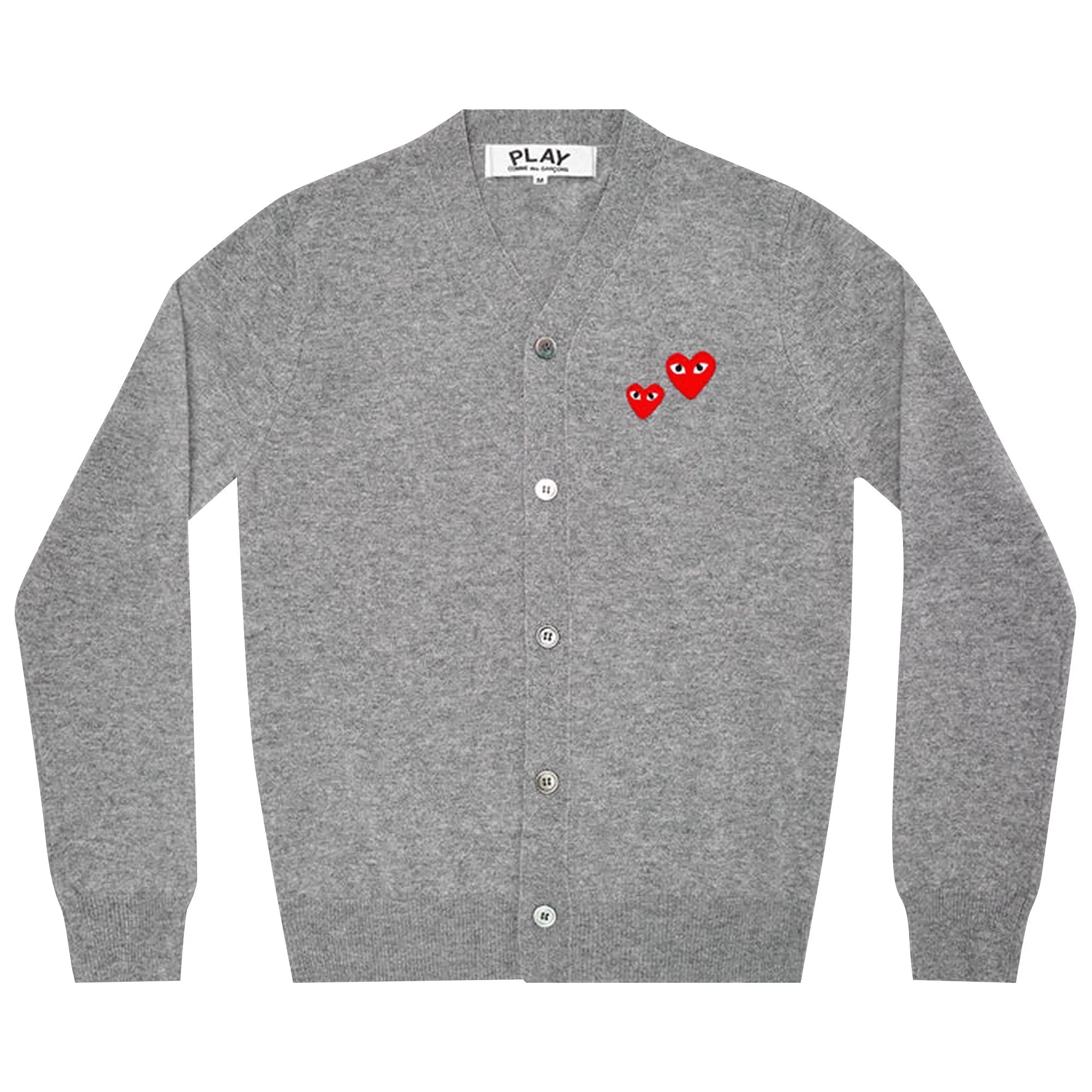 Cardigan Comme des Garçons PLAY Duo Heart, color Gray