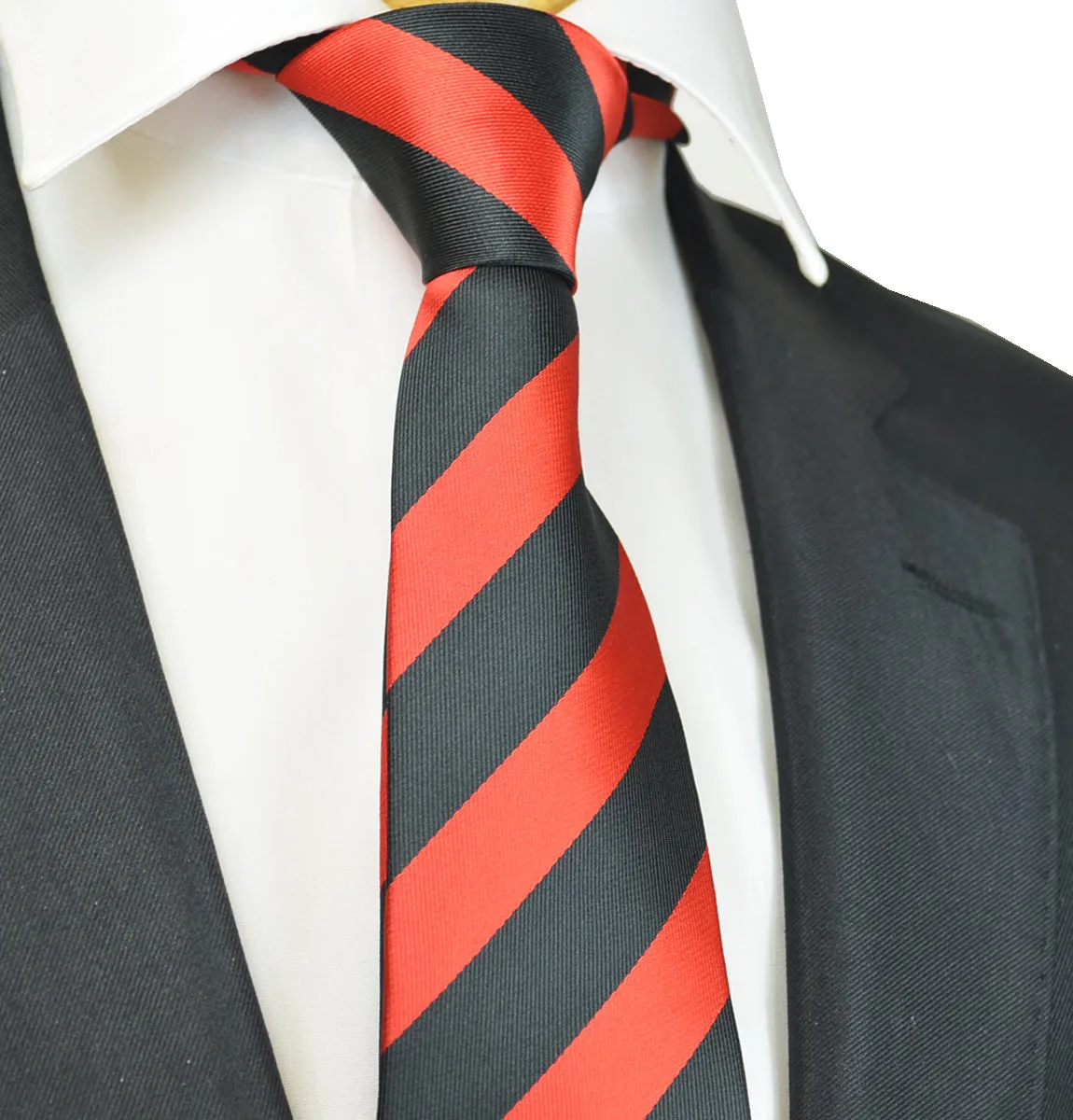 Classic Red and Black College Striped Men's Necktie
