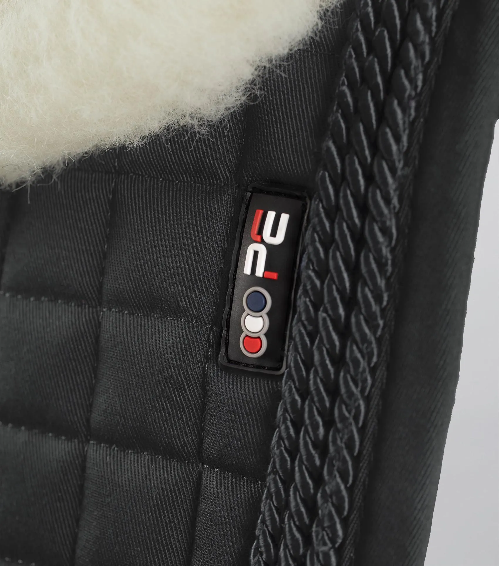 Close Contact Merino Wool European Saddle Pad - Dressage Square Black/Natural Wool