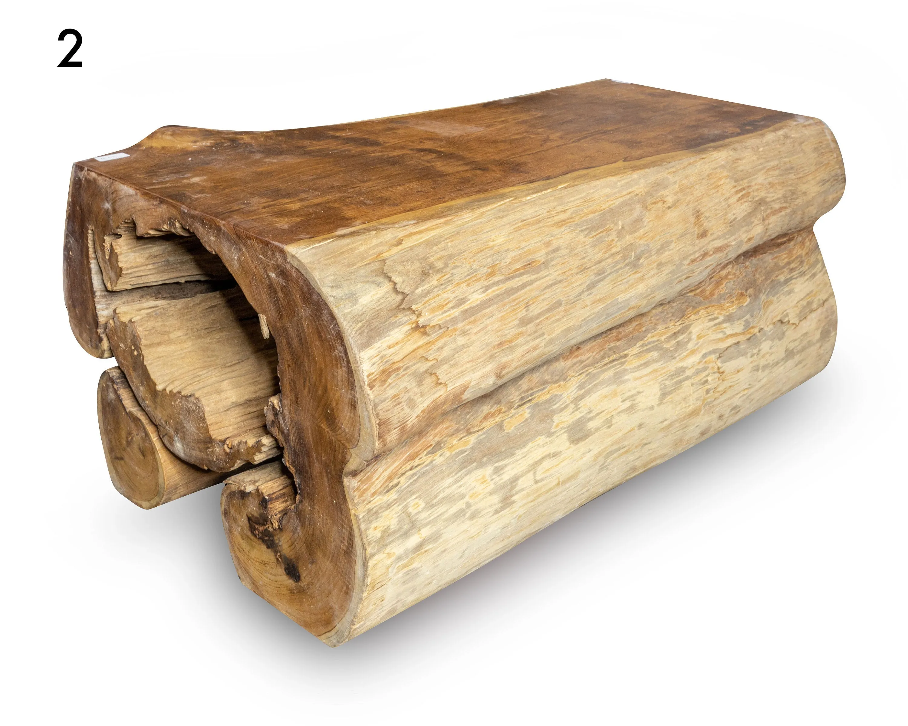 Coffee Table, Bench Organic Solid Teak Wood Tree Trunk