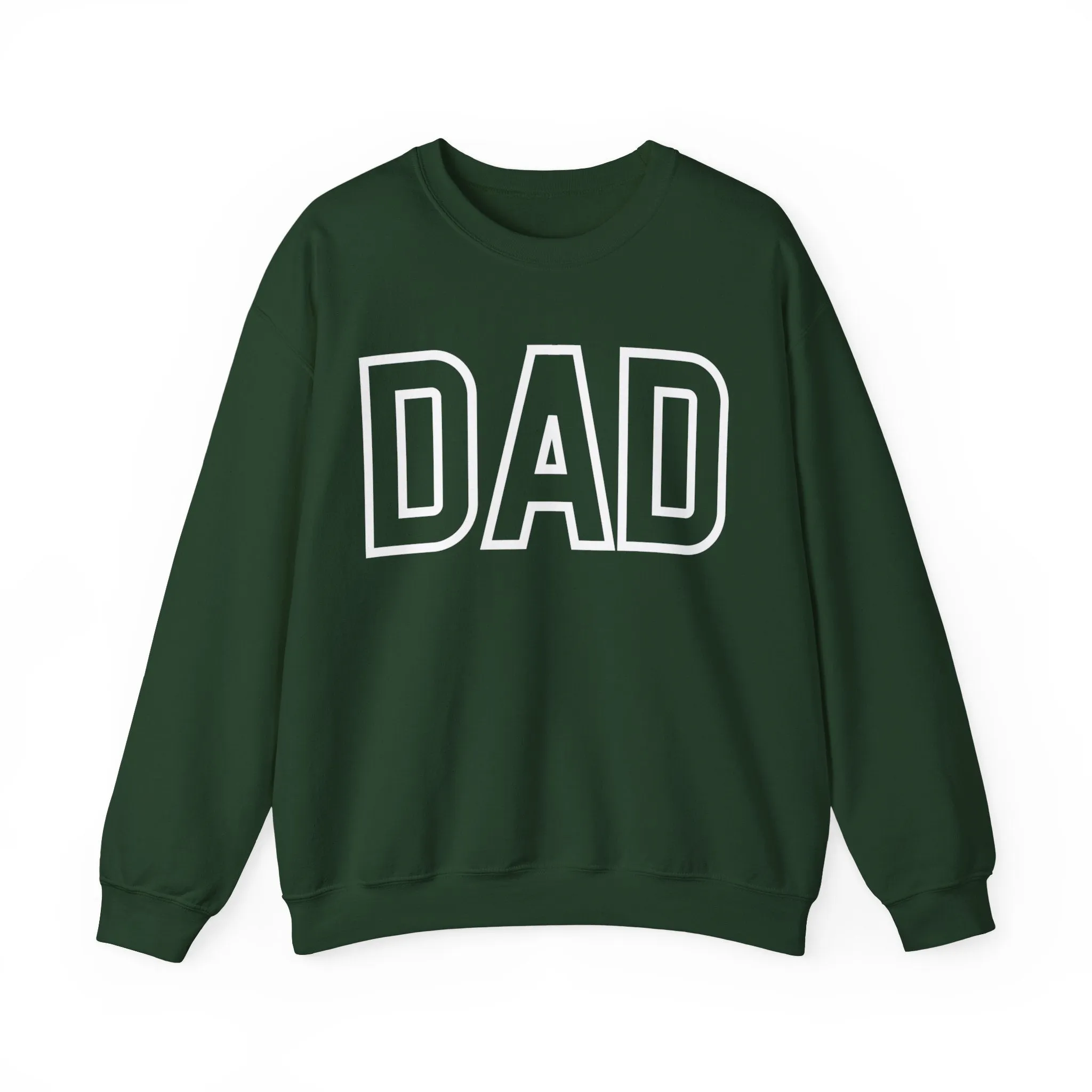 DAD Oversized Pullover Crewneck Sweatshirt, Gifts for Dad, Baby Shower Gifts, White on Forest Green, Father's Day Gift, Dad to be