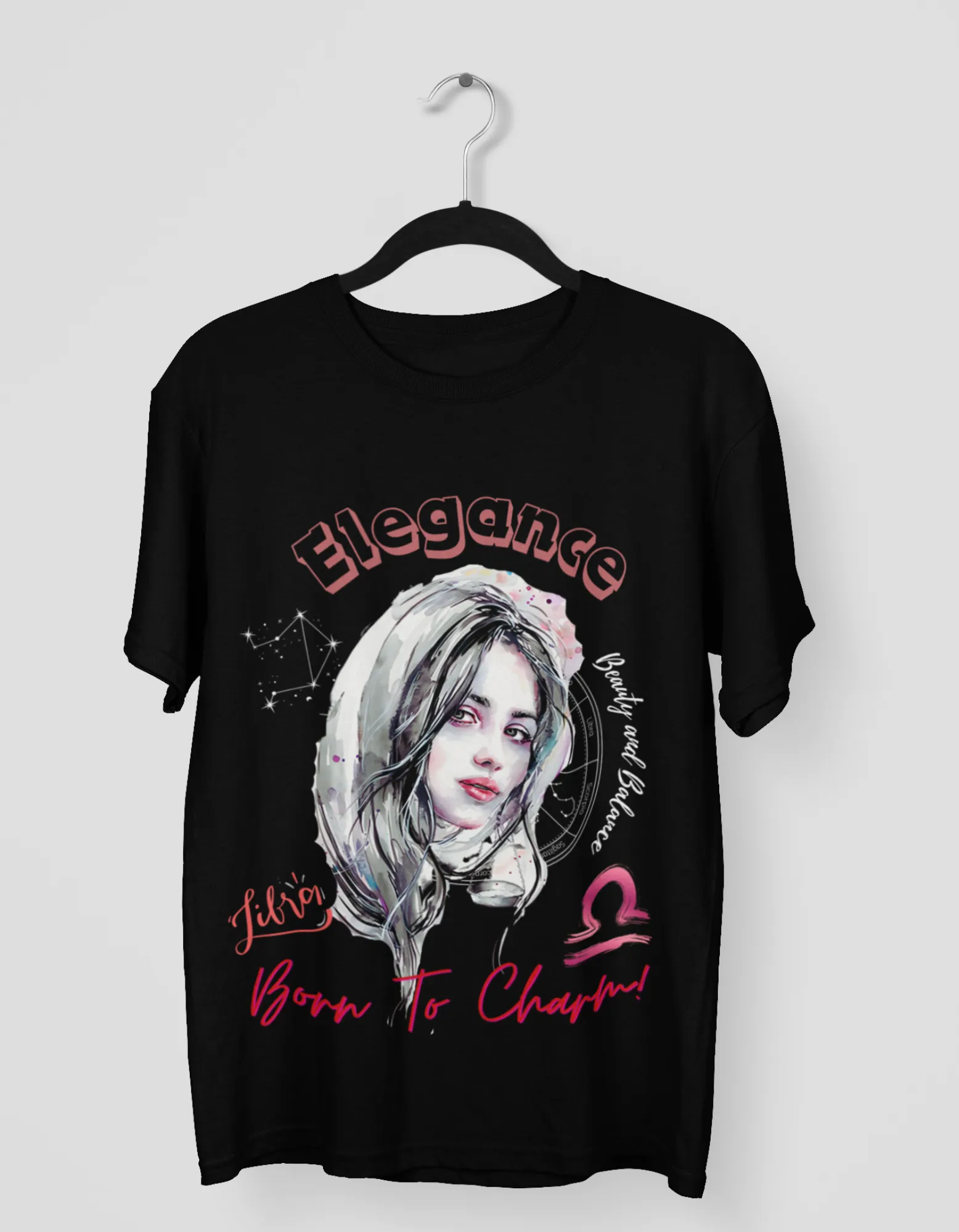 Elegant Libra Graphic Printed Oversized T-Shirt For Women