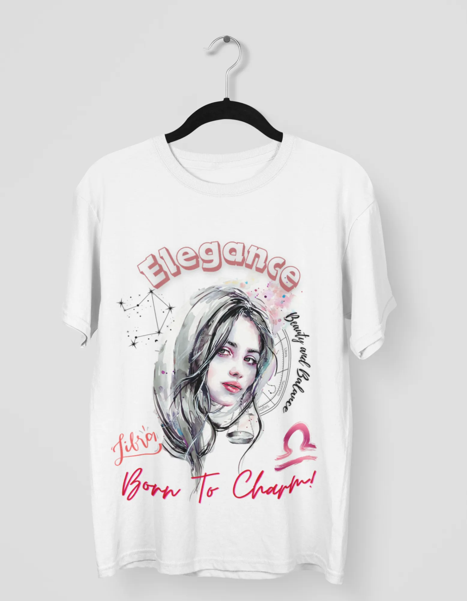 Elegant Libra Graphic Printed Oversized T-Shirt For Women