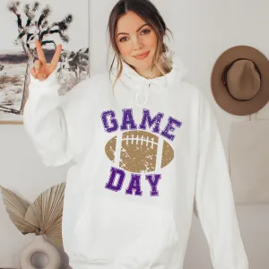 Game Day Football Crewneck Sweatshirt or Hooded Sweatshirt Minnesota Vikings Colors Unisex Sized Women's or Men's Sweatshirts
