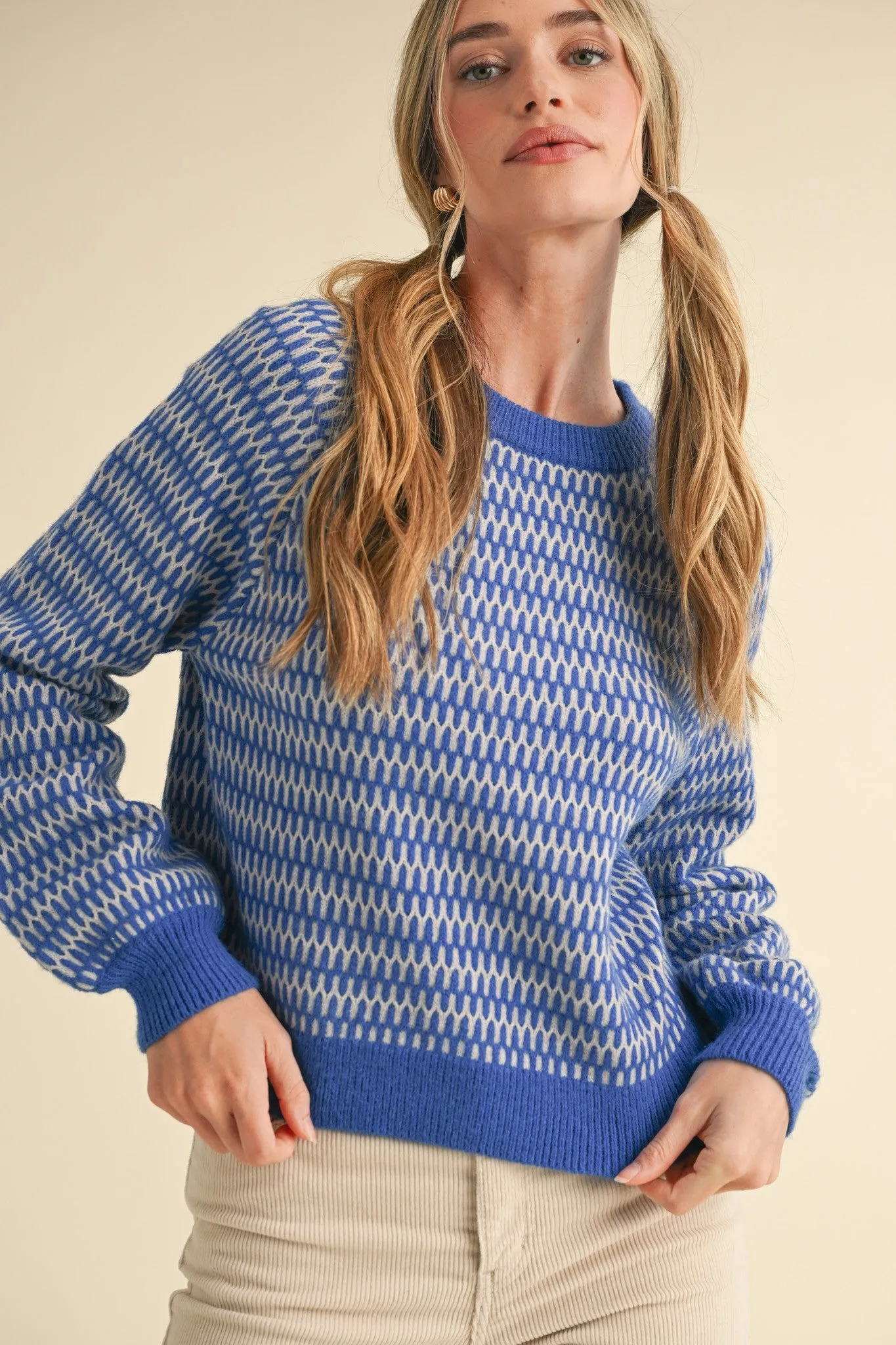 Geometric Stripe Knit Sweater