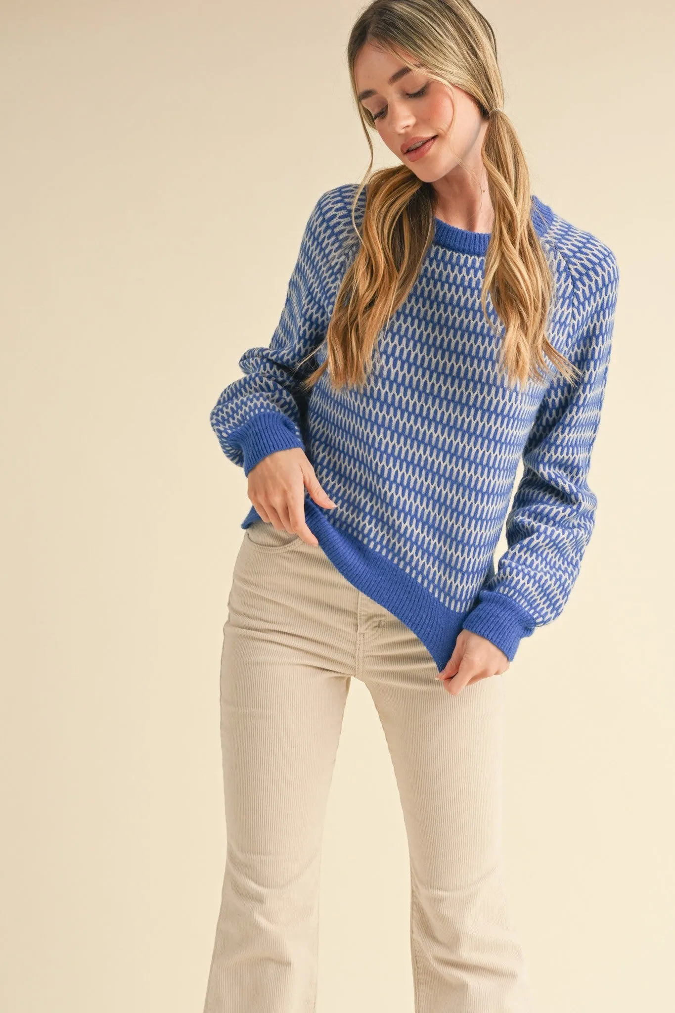 Geometric Stripe Knit Sweater