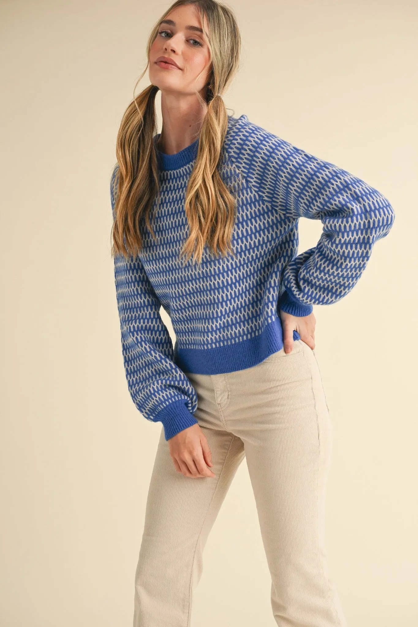 Geometric Stripe Knit Sweater