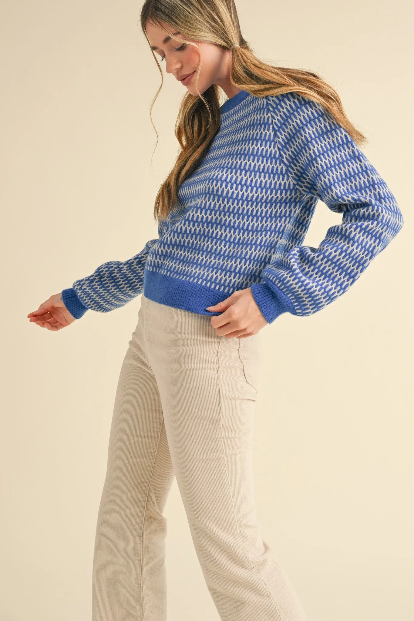 Geometric Stripe Knit Sweater