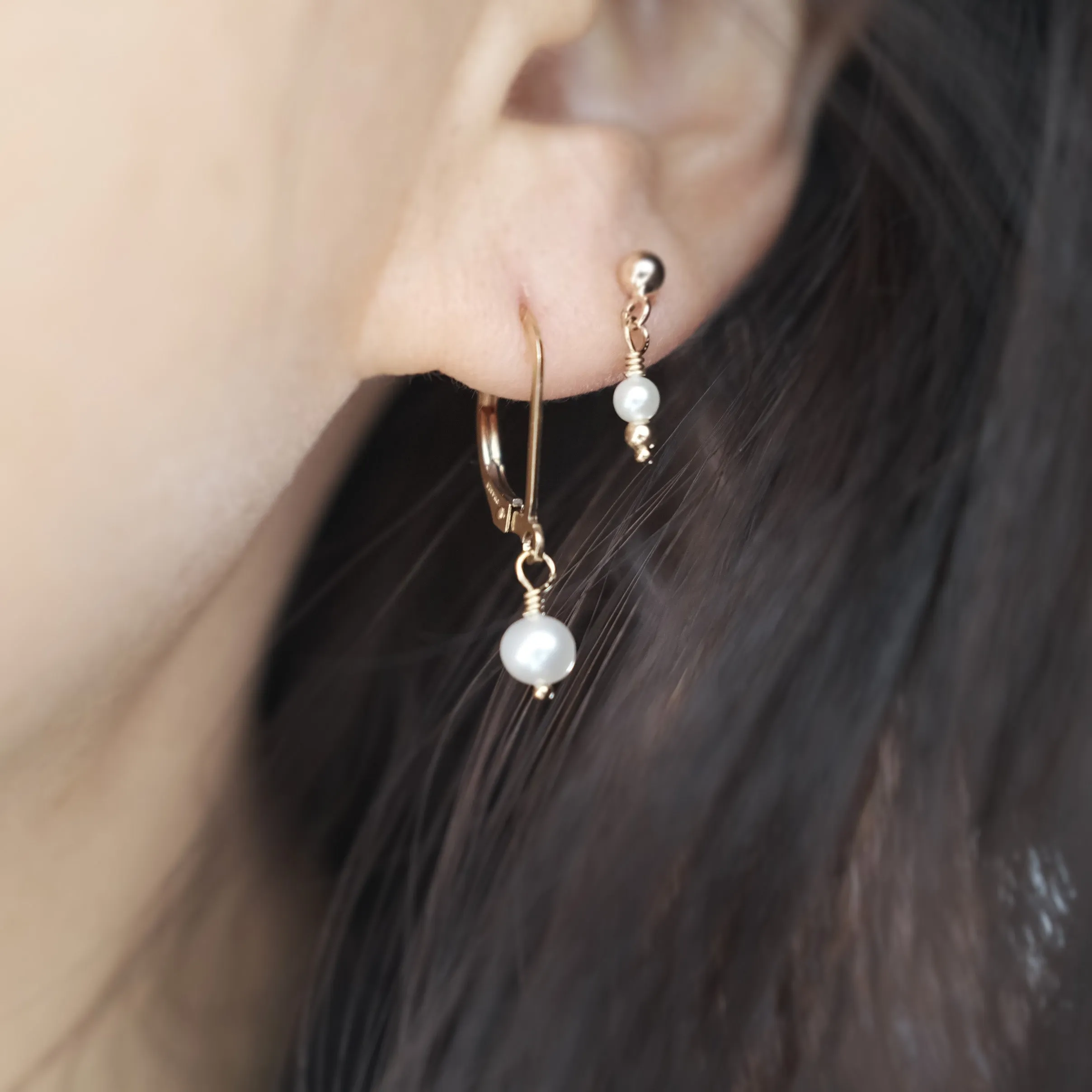 Gold Filled Olivia Pearl Earrings / 3 Styles