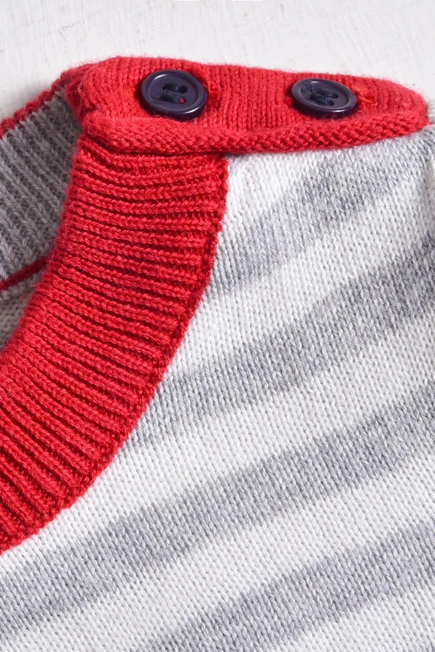 Grey and White Striped Sweater