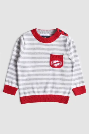 Grey and White Striped Sweater