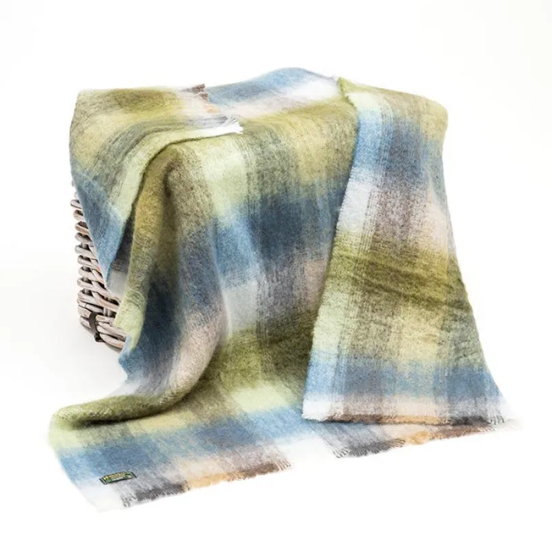 John Hanly Mohair Throw | Grey Green Blue