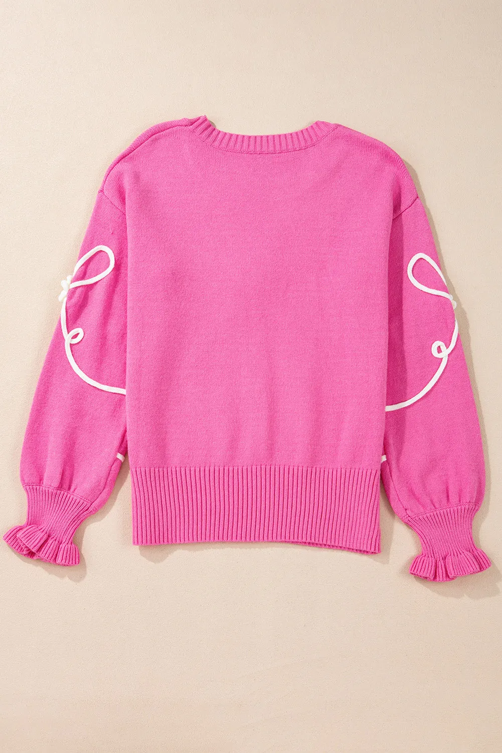 kesley Bow Round Neck Dropped Shoulder Sweater