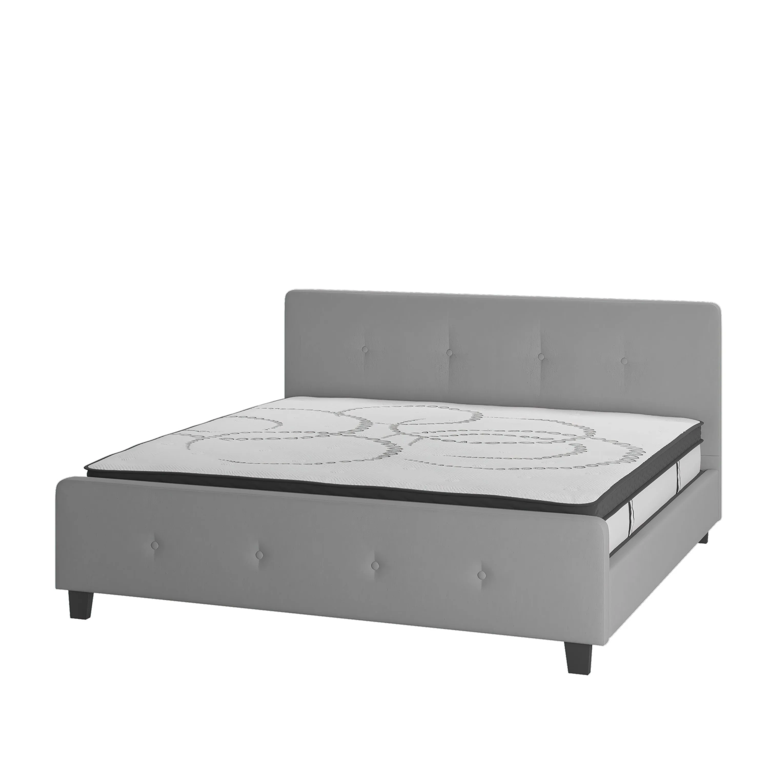 King Platform Bed Set-Gray HG-BM10-28-GG