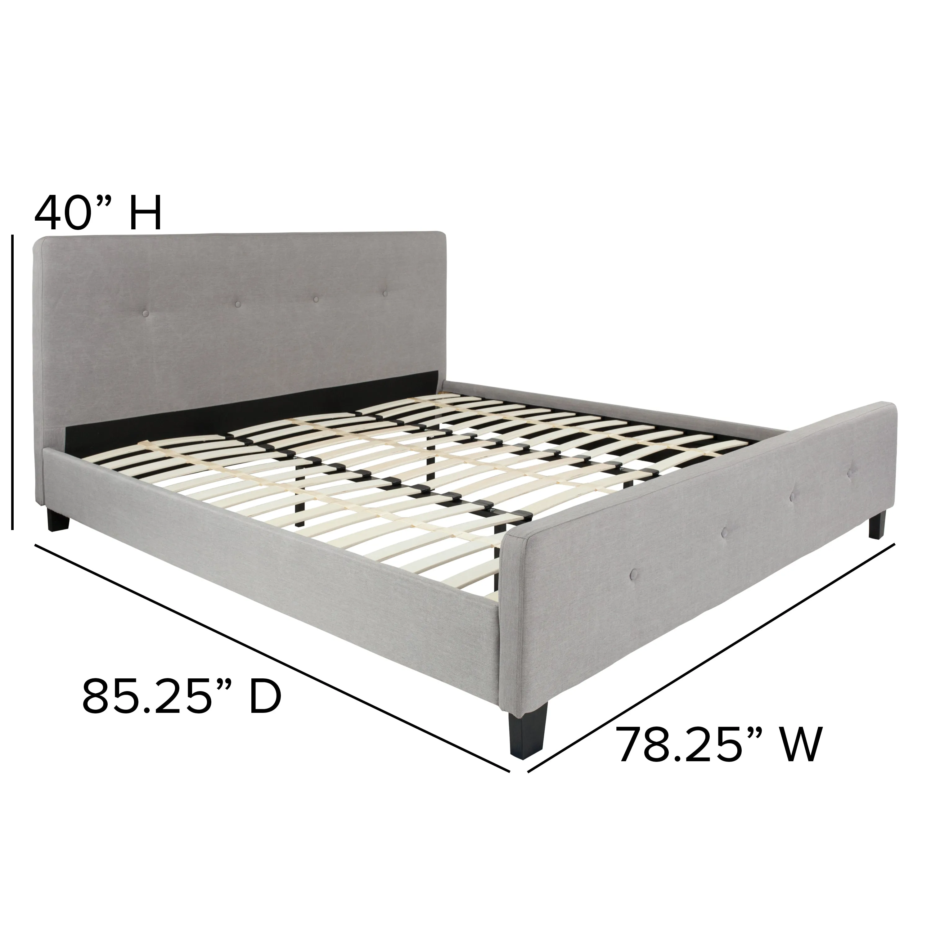 King Platform Bed Set-Gray HG-BM10-28-GG