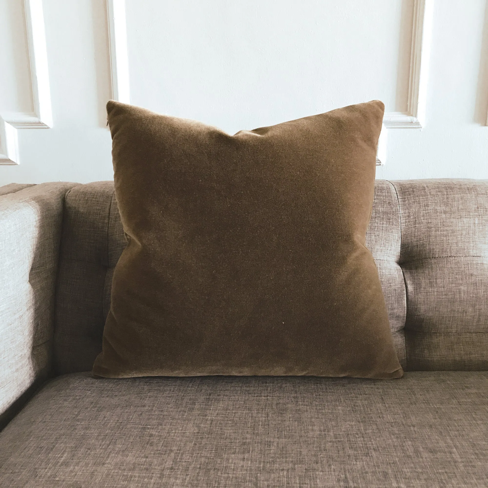 Luxury Mohair Euro Sham in Saddle Brown 27x27