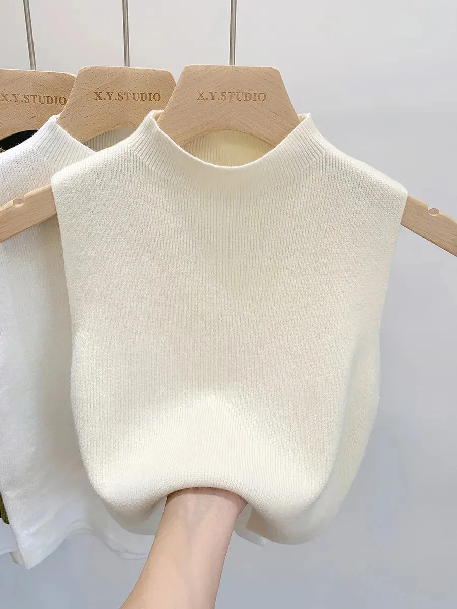 LVSANW 2024 Women Knitted Tank Top Summer Fall Slim Sweater Short Sleeveless Solid Spring Autumn Sweaters Pullovers