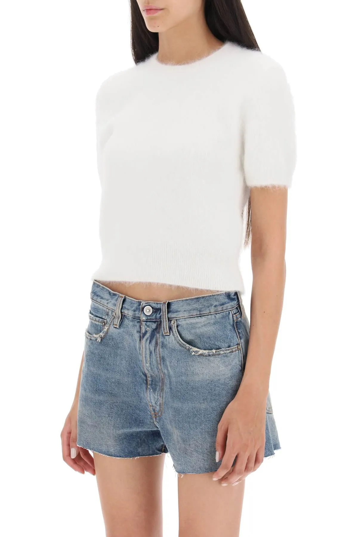 Maison Margiela Angora Wool Short-Sleeved Top