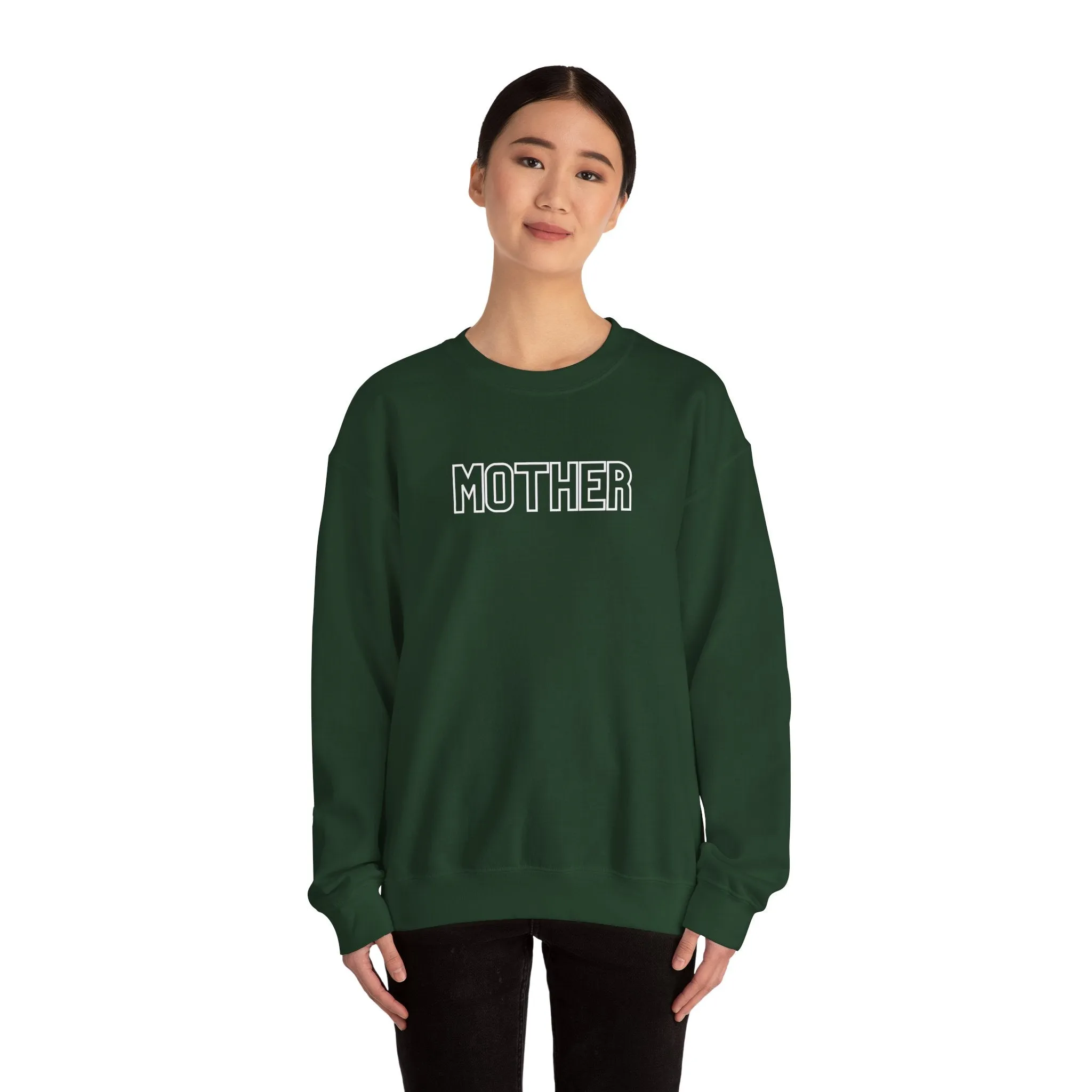 MOTHER Oversized Pullover Crewneck Sweatshirt, Gifts for Mom, Baby Shower Gifts, White on Hunter Green, Mother's Day Gift