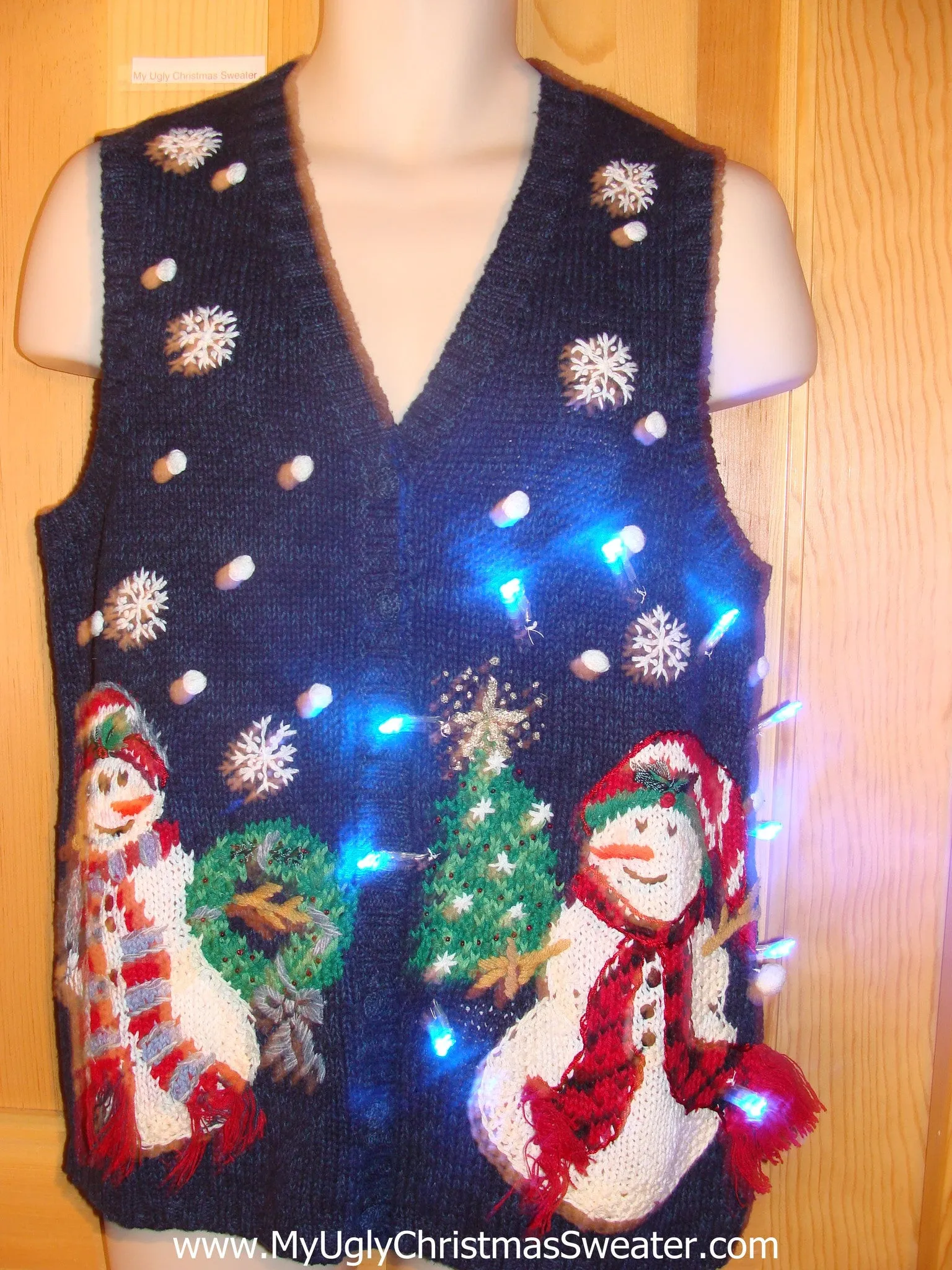 Need to Buy Christmas Sweaters? Light Up Sweater Blue Vest