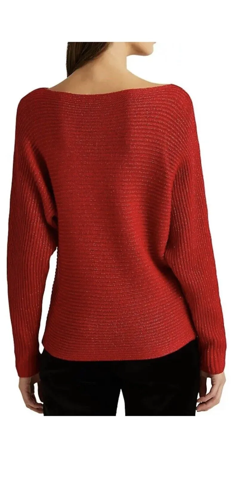 Ralph Lauren Womens Dolman-Sleeve Boatneck Metallic Sweater
