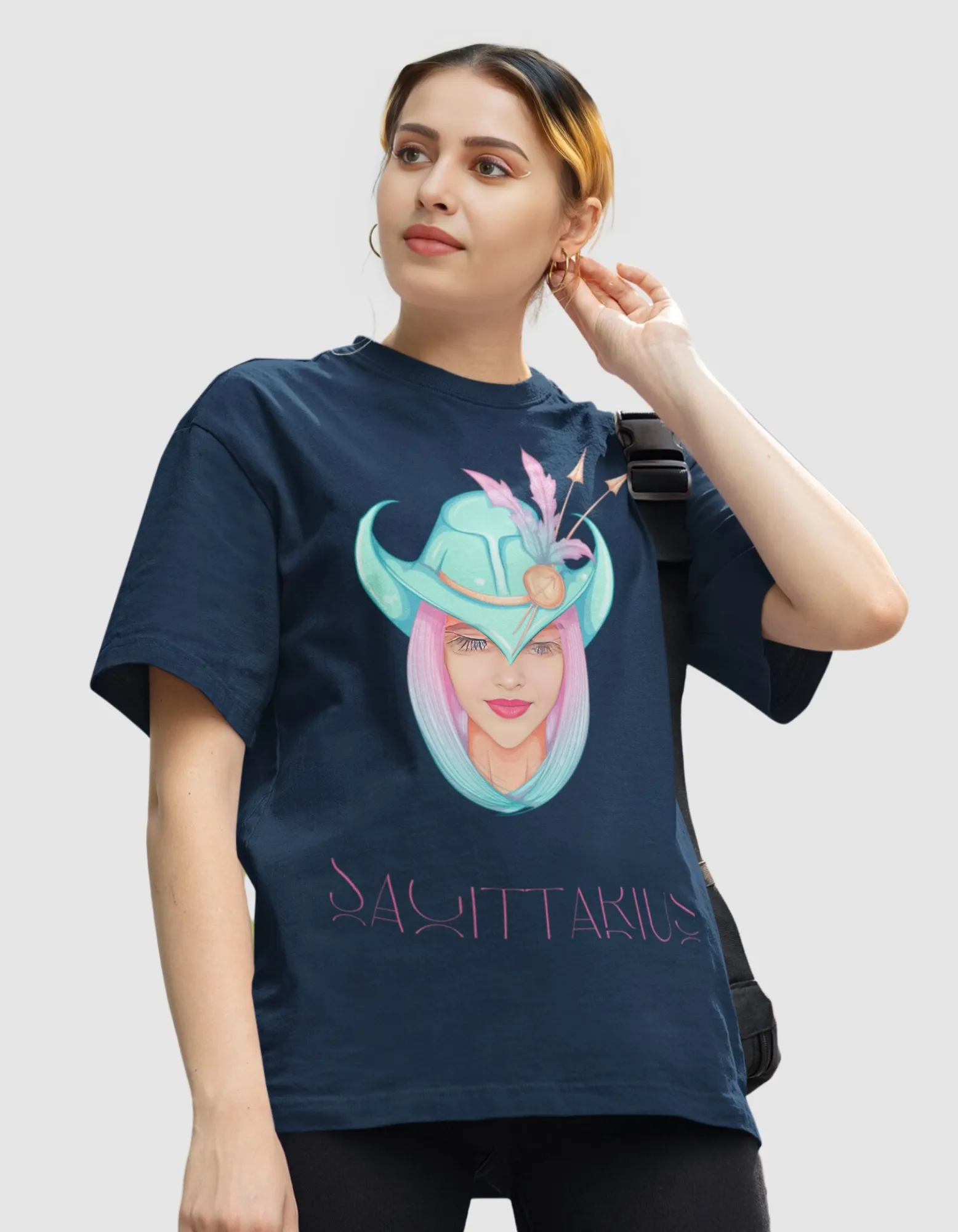 Sagittarius Zodiac Graphic Printed Oversized T-Shirt For Women