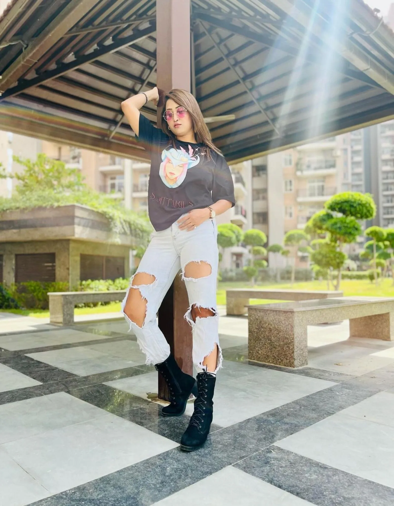 Sagittarius Zodiac Graphic Printed Oversized T-Shirt For Women