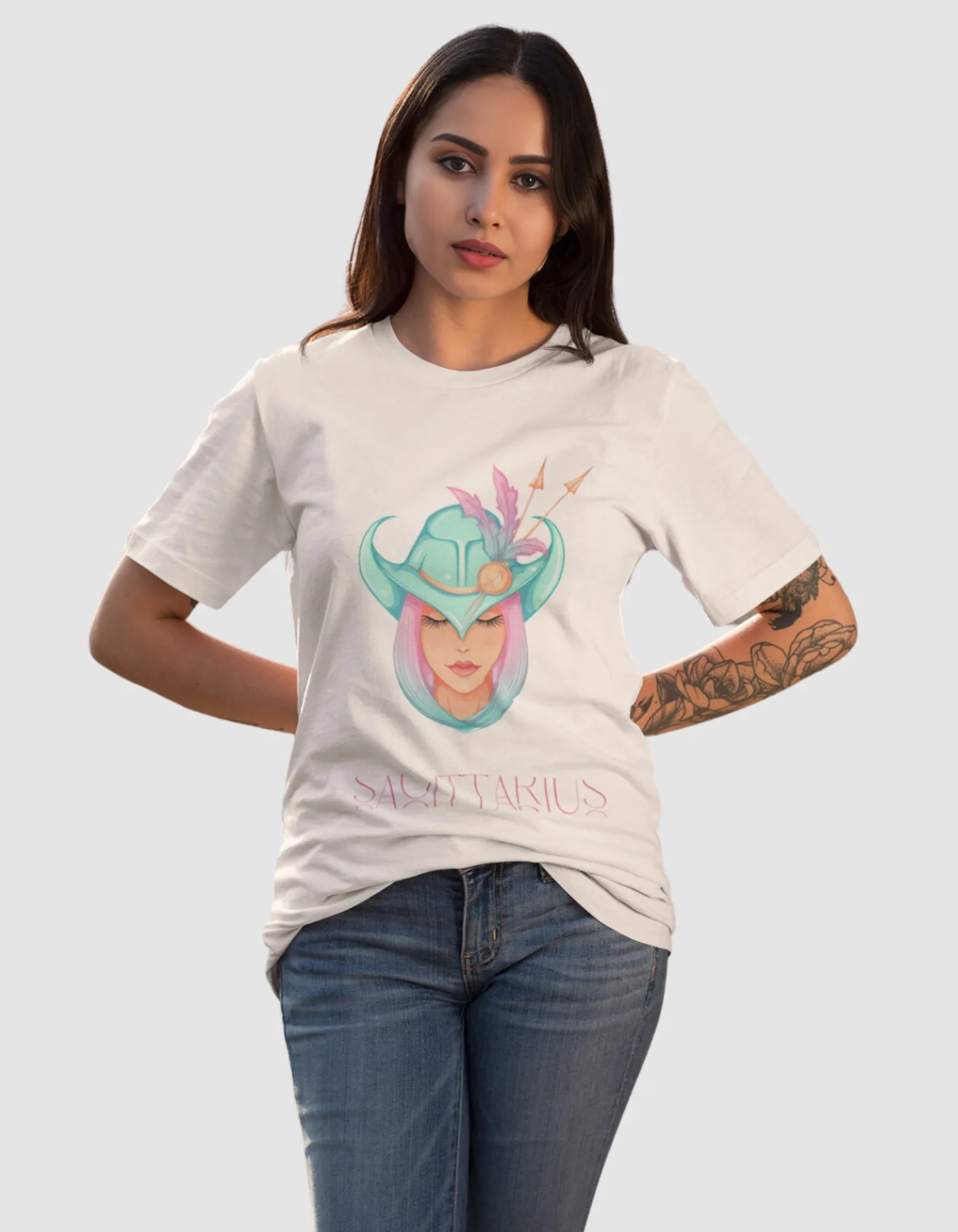 Sagittarius Zodiac Graphic Printed Oversized T-Shirt For Women