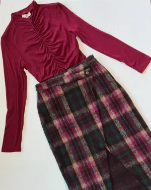 Scotlyn Plaid Wool Split Skirt