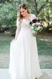 Silk Chiffon - Spaghetti Strap Hand-Beaded Sheath Wedding Dress, Ivory