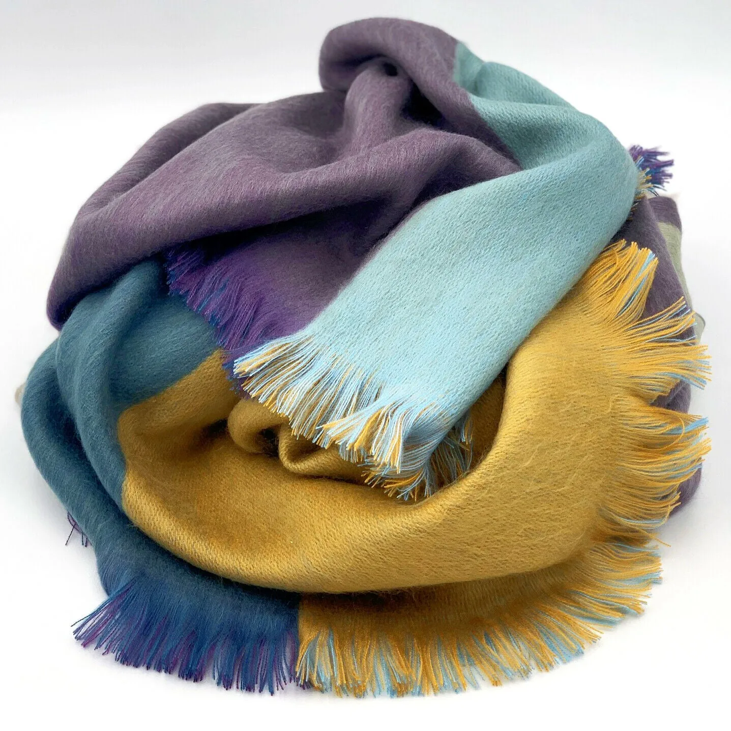 Soft & Warm baby alpaca wool reversible double-sided throw blanket / sofa cover - small 64" x 54"