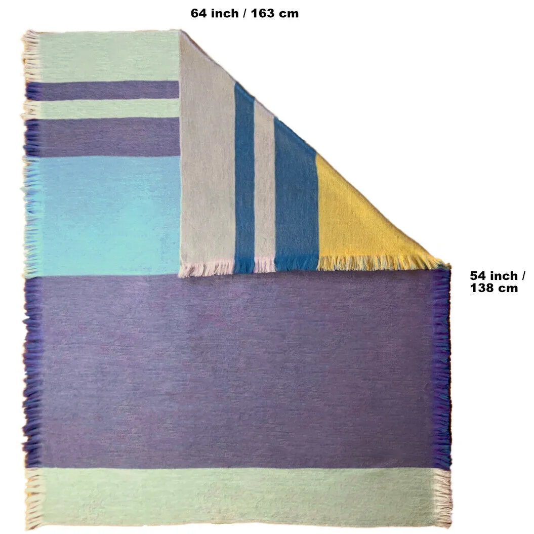 Soft & Warm baby alpaca wool reversible double-sided throw blanket / sofa cover - small 64" x 54"