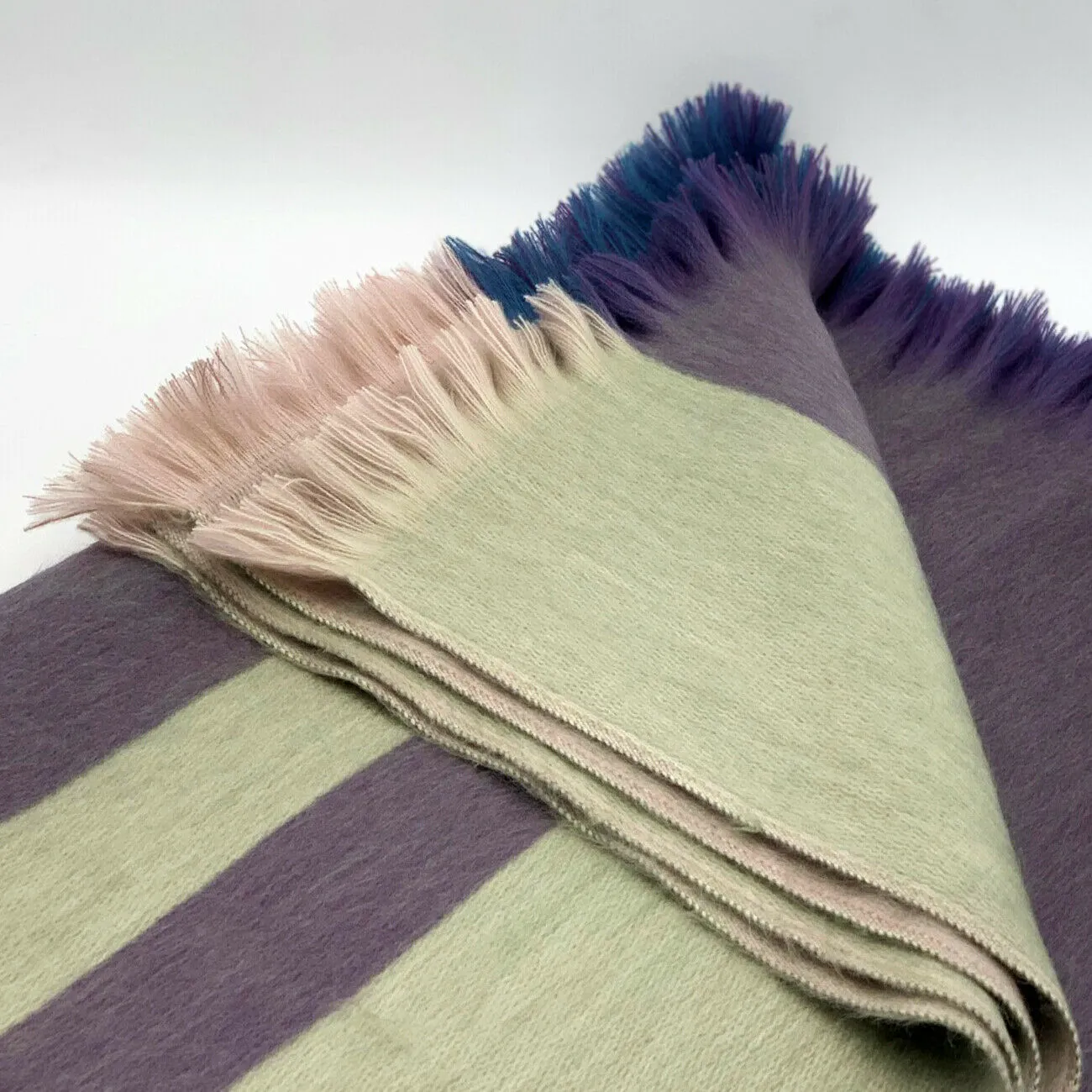 Soft & Warm baby alpaca wool reversible double-sided throw blanket / sofa cover - small 64" x 54"