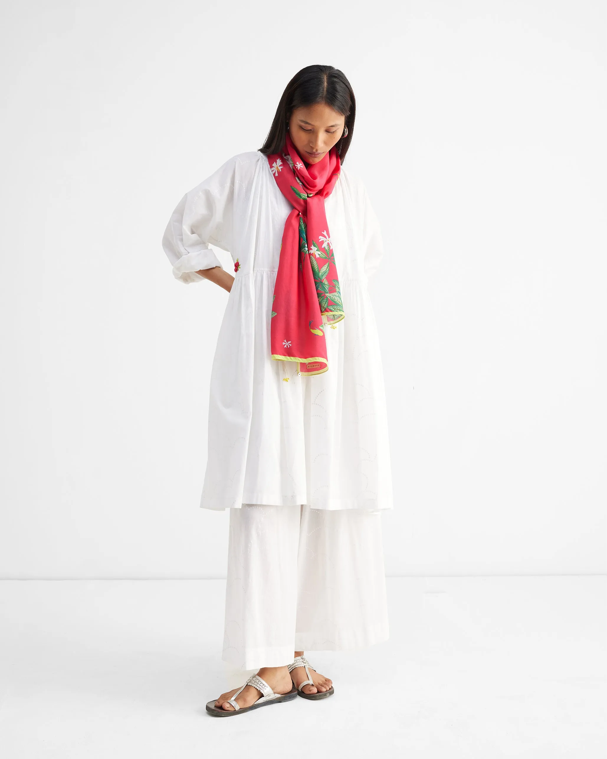 The Miya Button Front Dress Set - White Printed