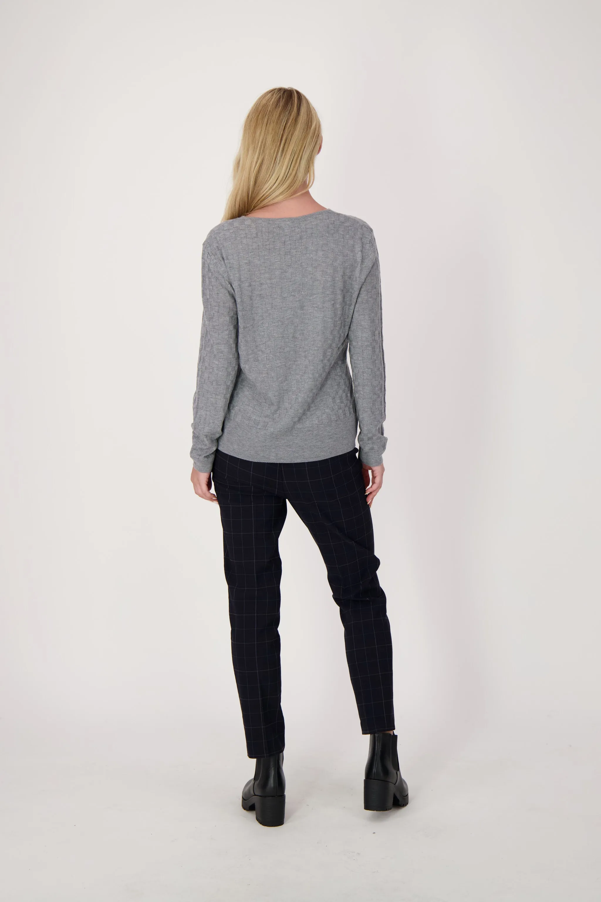 V-Neck Basket Weave Sweater
