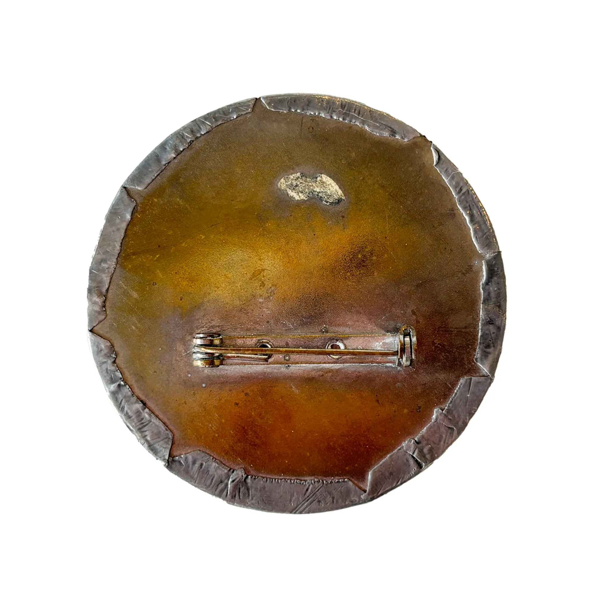 Vintage 1910/20's Era Stamped Metal & Glass Brooch (64)
