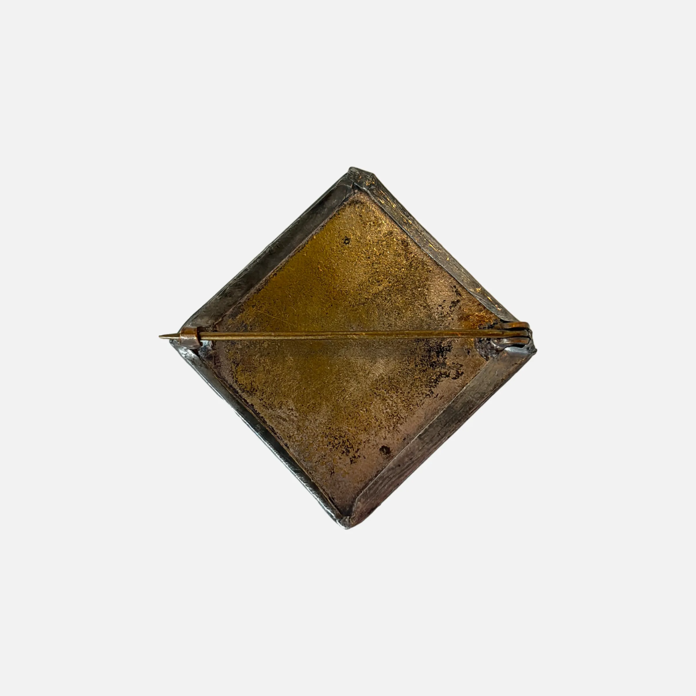 Vintage 1910/20's Era Stamped Metal & Glass Brooch (65)