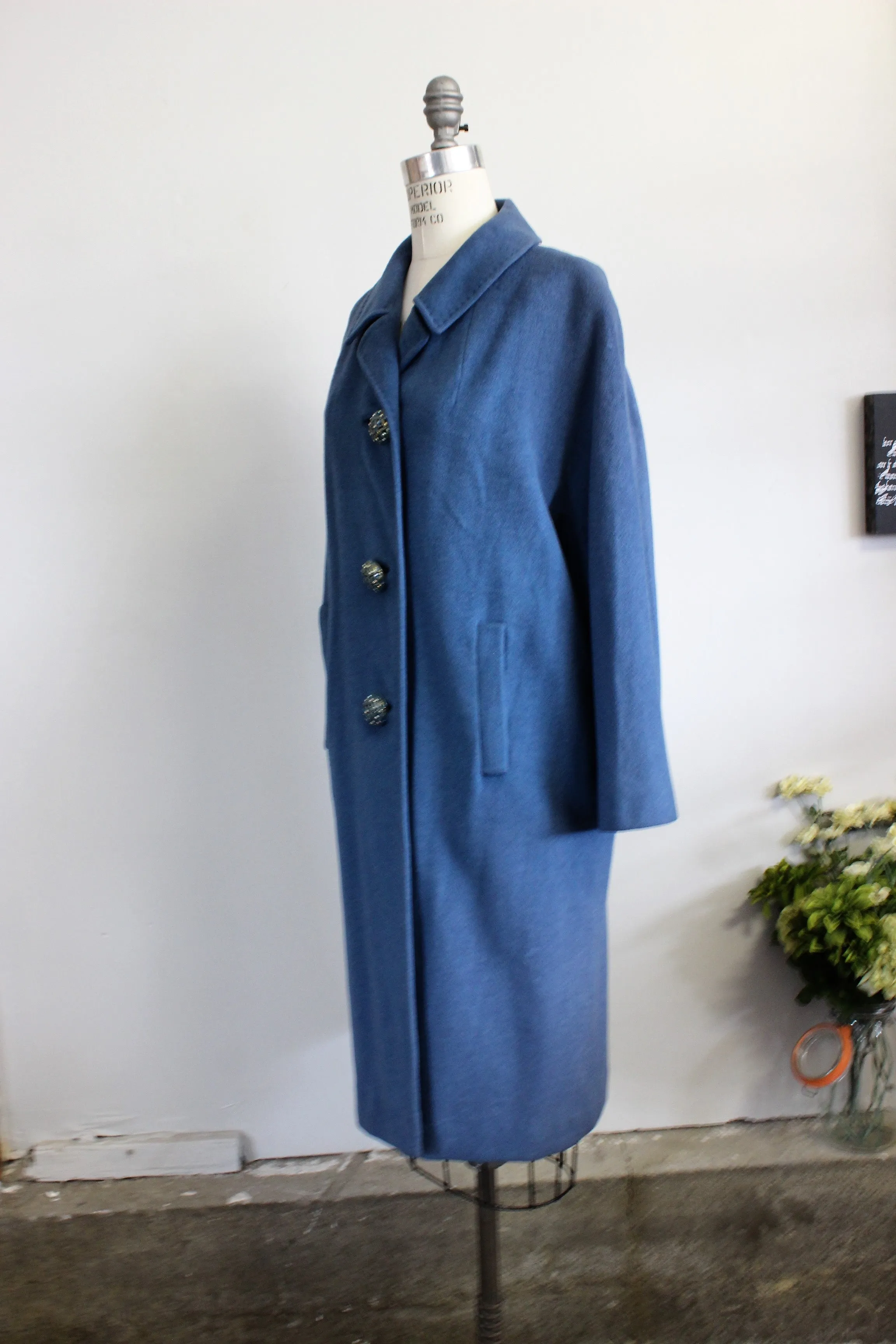 Vintage 1950s Blue Wool Coat
