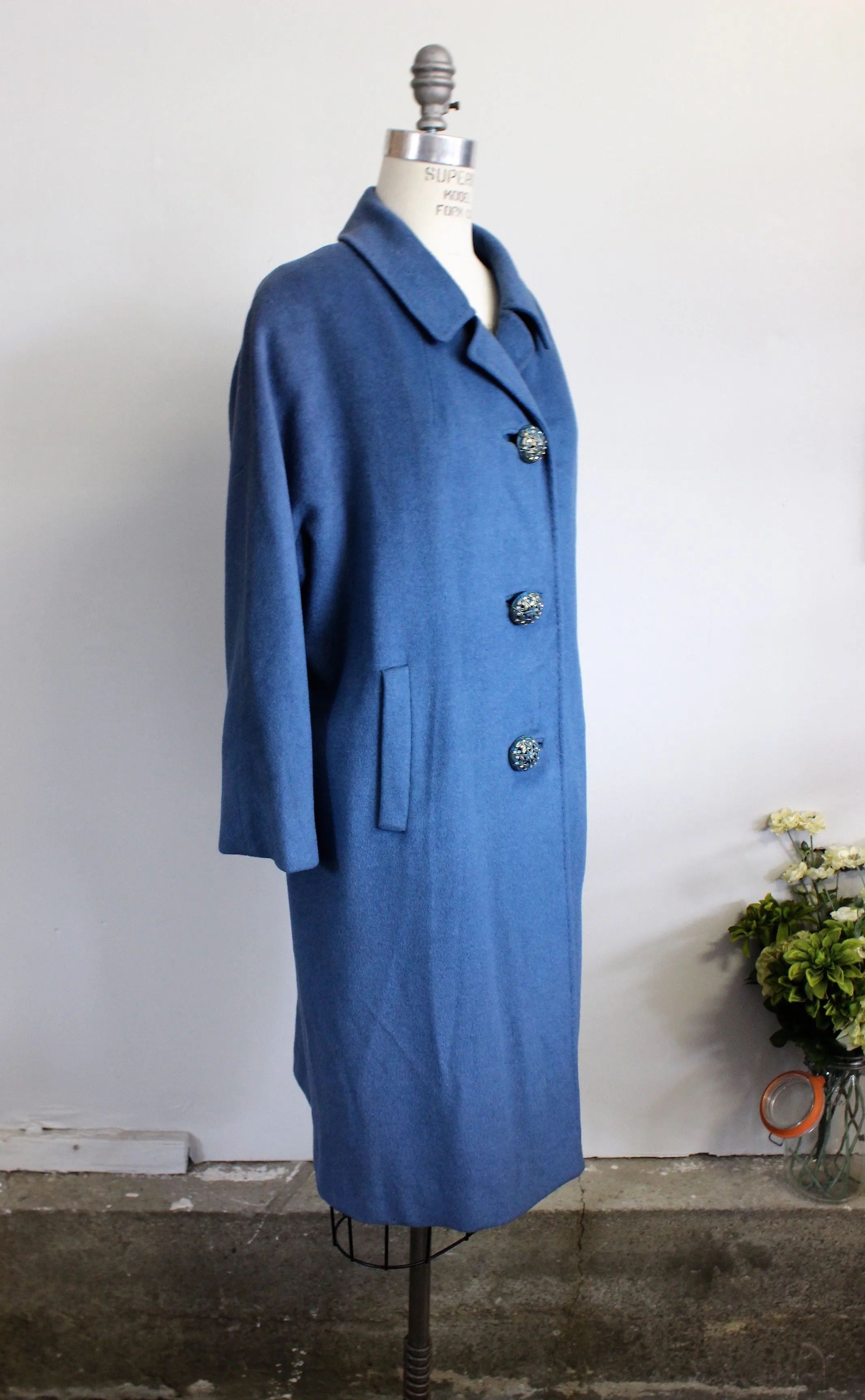 Vintage 1950s Blue Wool Coat
